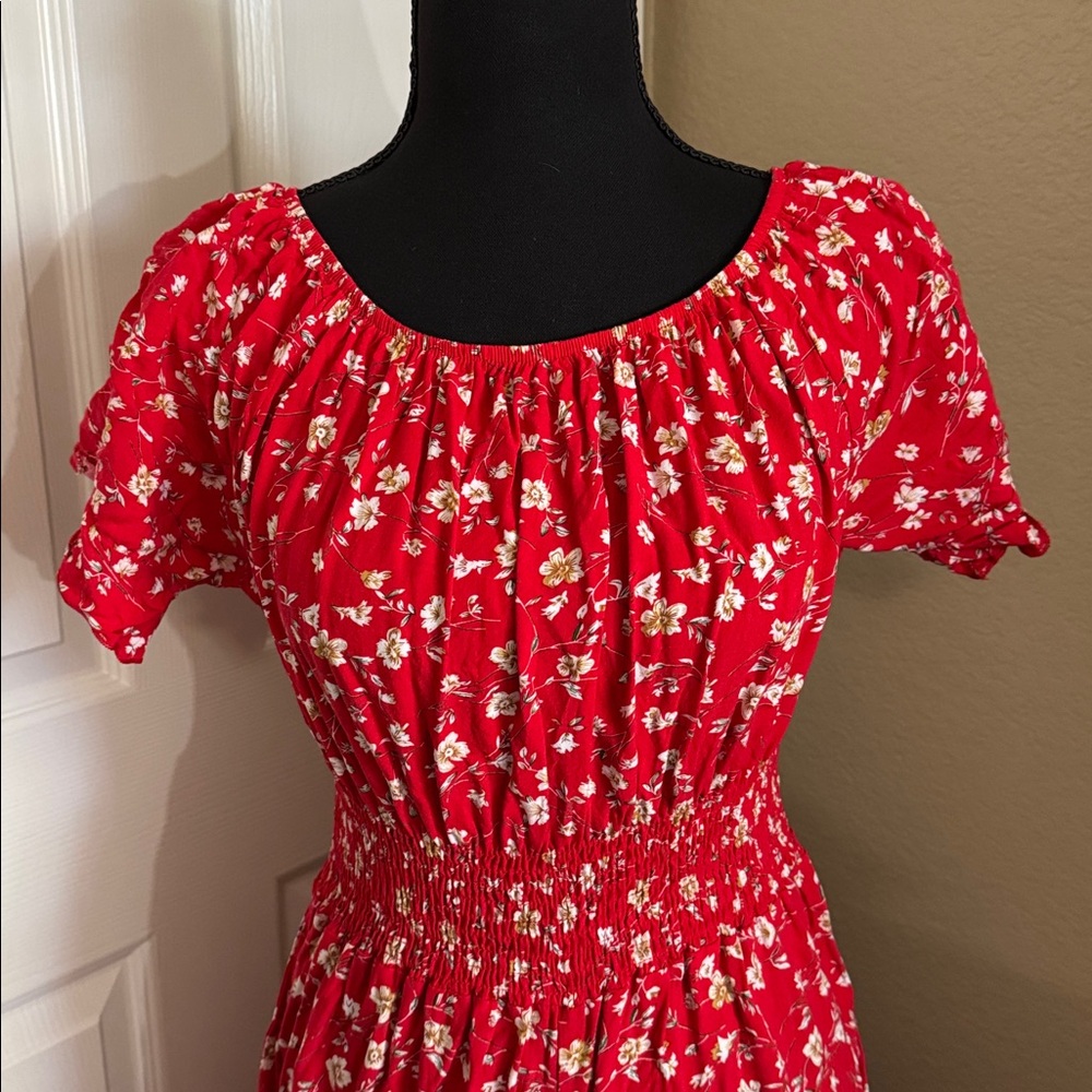 Red Floral Women's Jumpsuit - Picture 2 of 5